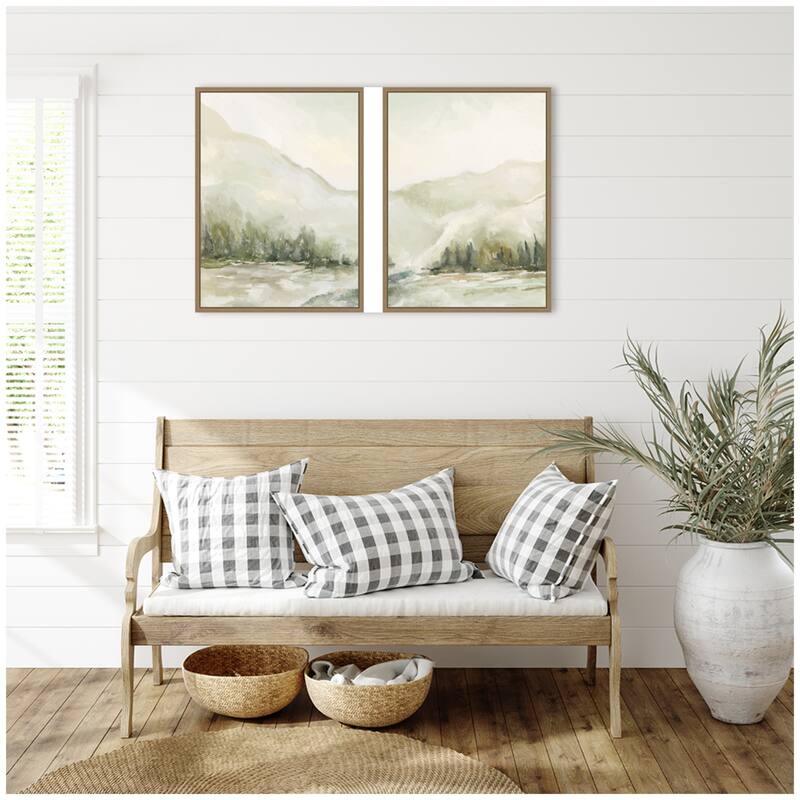 Kate and Laurel AQ Winter Landscape No. 6 2 Piece Framed Canvas Wall Art Set by Annie Quigley