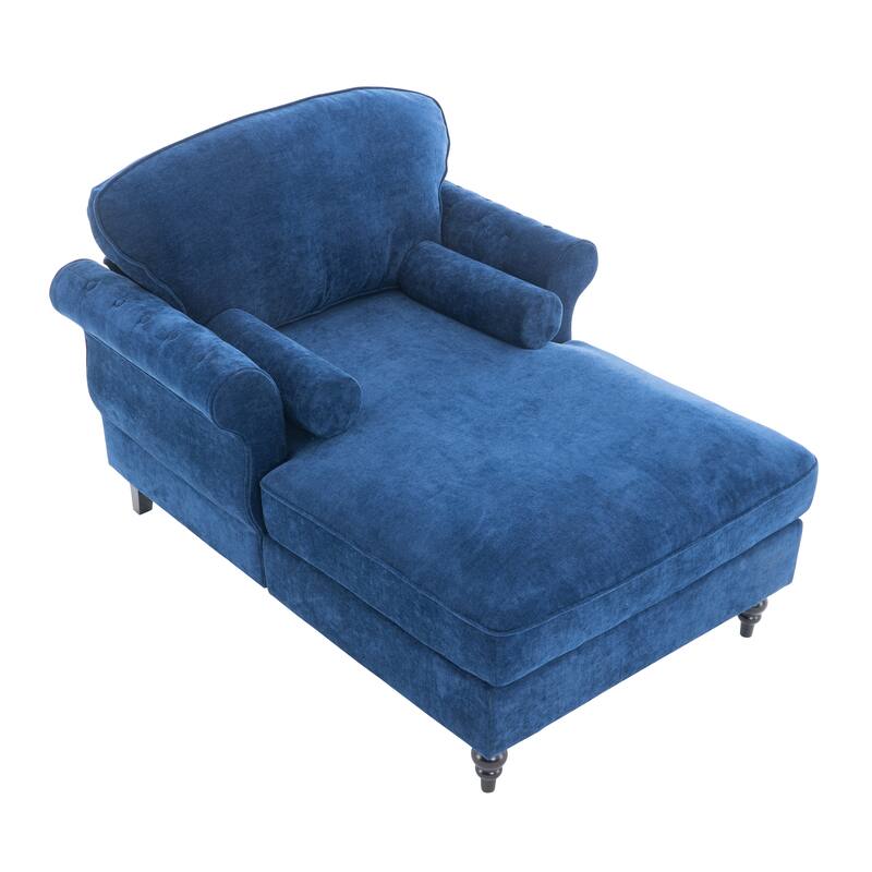 Oversized Chaise Lounge Indoor,Chenille Single Sofa Bed with Wide Seat,Upholstered Lazy Sleeper Armchair