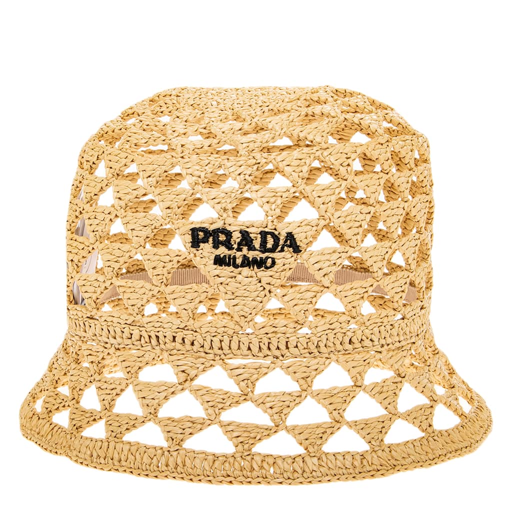 Prada Crochet Logo Bucket Hat