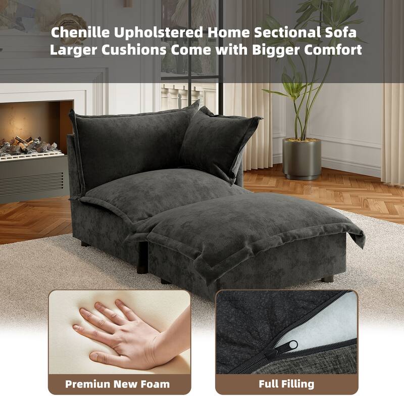 Modern Cloud Chaise Longue Accent Chair with Ottoman set