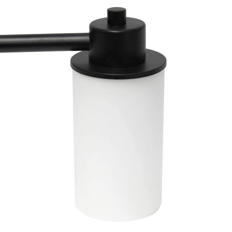 3-Light Vanity Light Fixture - Metal & Glass Shade Wall Sconce - Bathroom, Hallway, Entryway Lighting - Black Finish - 7.5