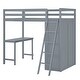 preview thumbnail 14 of 16, Twin Size Loft Bed Frame with Built-in Wardrobe and Desk, Wooden Loft Bed with Ladder, Full-length Guardrails for Kids, Teens