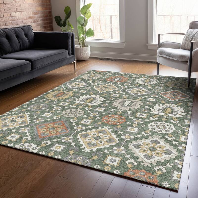 Machine Washable Indoor/Outdoor Boho Global Chantille Rug