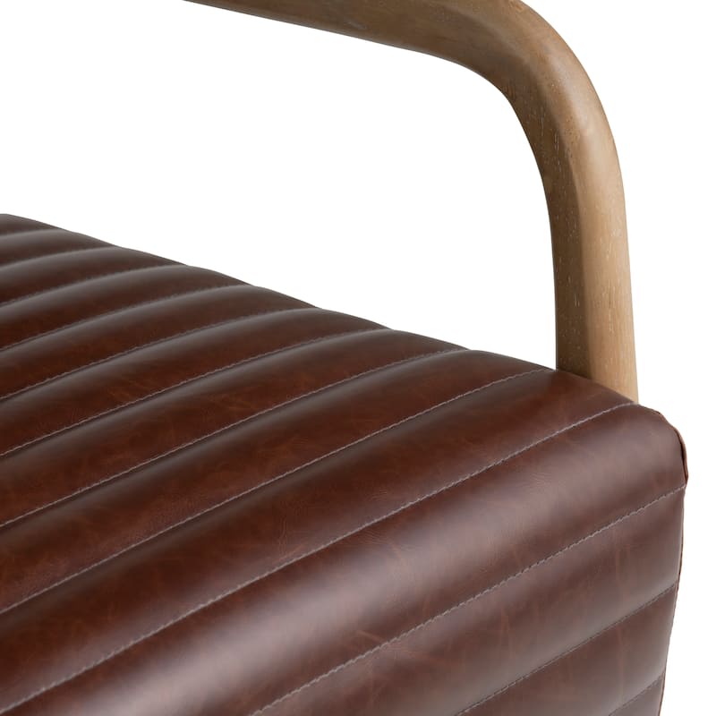 Brown Upholstered Accent Arm Chair with Brown Solid Wood Frame