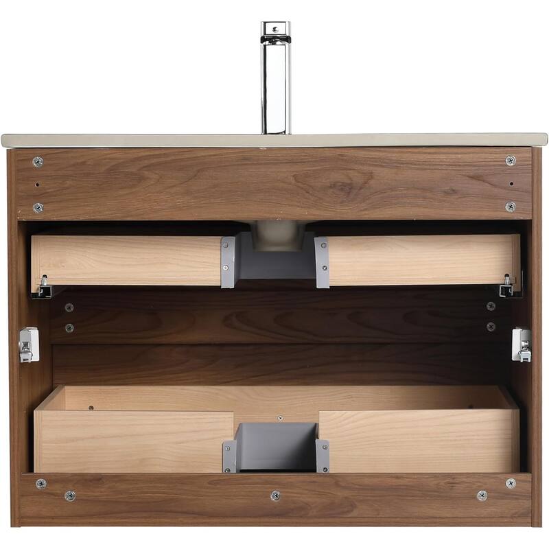 Blossom 30 Inch All Wood Wall Mounted Floating Bathroom Vanity with Sink