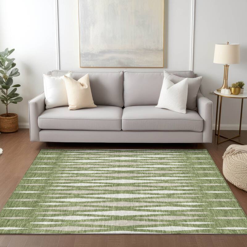 Machine Washable Indoor/ Outdoor Chantille Mosaic Contemporary Rug
