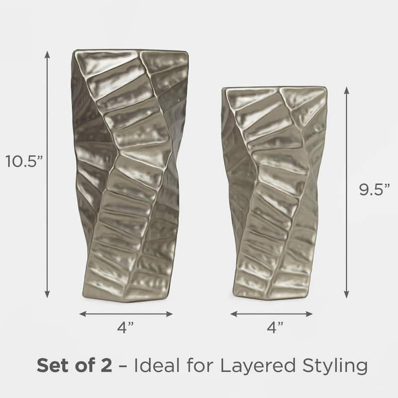 Aria Home Silver Ceramic Vase Set Modern Sculptural Decor