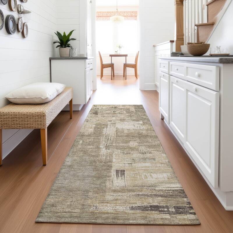 Premium Washable Super Soft Abstract Glam Mayfield Rug - Mocha - 2'3" x 7'6"