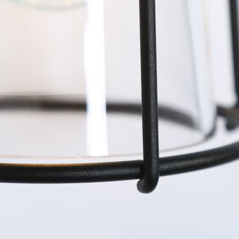 Modern Textured Black 1-Light Unique Outdoor Wall Sconce with Clear Cone Glass for Porch - L 5.5"* W 5.9"* H 9.1"