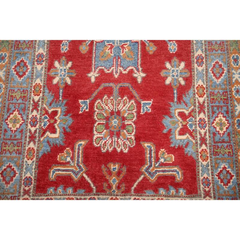 Kazak Foyer Rug Hand-Knotted Grey Wool Carpet - 3'0" x 5'3"