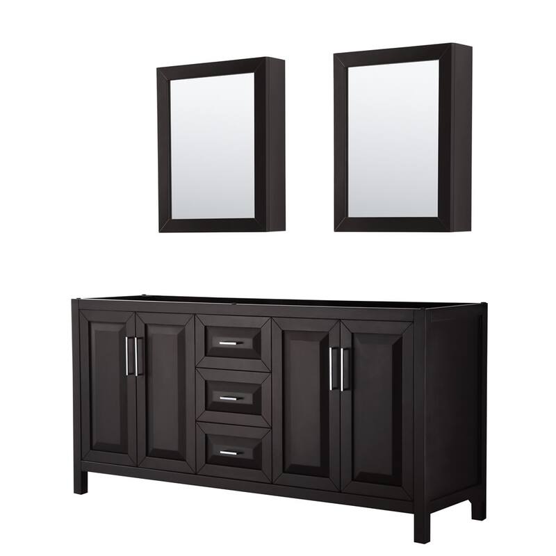 Wyndham Collection Daria 71" Double Free Standing Vanity Cabinet - - Dark Espresso / Polished Chrome Hardware