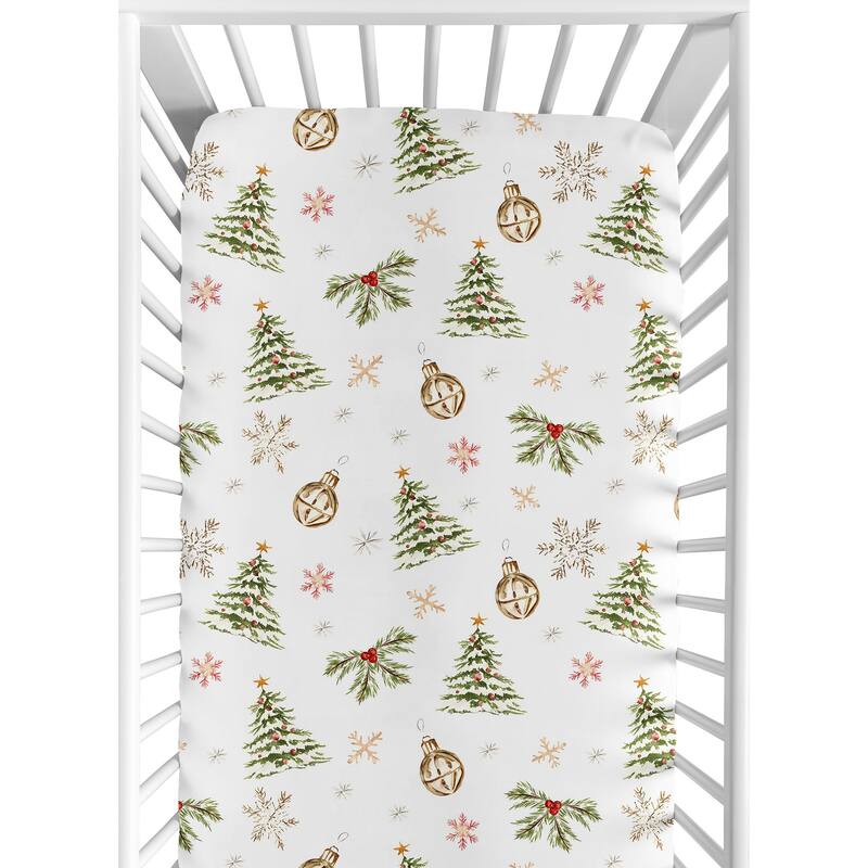 Sweet Jojo Designs Christmas Trees Boy, Girl, Unisex/Gender Neutral Fitted Crib Sheet - Xmas Holiday Pine Tree Fir for Christmas