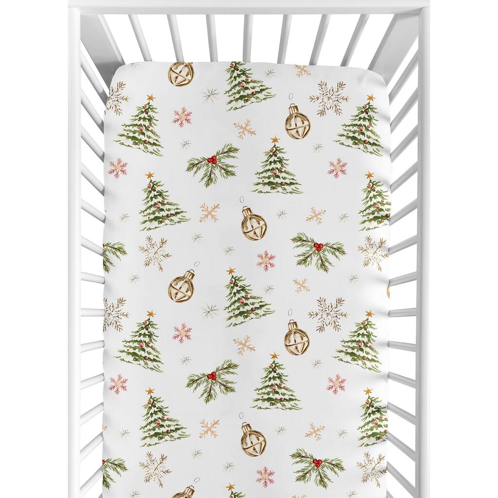 Sweet Jojo Designs Christmas Trees Boy, Girl, Unisex/Gender Neutral Fitted Crib Sheet - Xmas Holiday Pine Tree Fir for Christmas