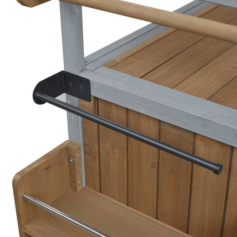 Portable Foldable Outdoor Kitchen Cart with Storage Cabinet and Lockable Wheels