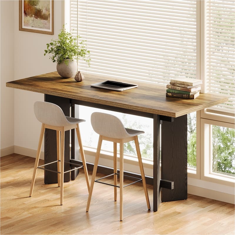 63 Inch Bar Table, Industrial Counter Height Pub Table