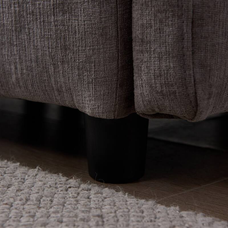 105" Modern L-Shaped Chenille Fabric Sectional Sofa with Ottoman