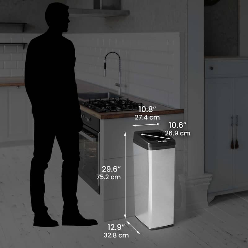 iTouchless 14 Gal Stainless Steel Sliding Lid Sensor Kitchen Trash Can