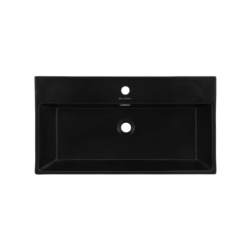 Claire 24 Ceramic Console Sink Matte Black Basin Gold Legs