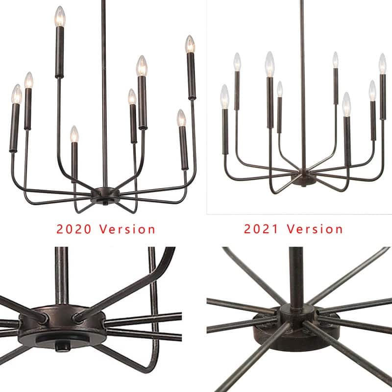 The Gray Barn Modern Farmhouse 8-Light Chandelier Transitional Black Ceiling Light for Living Room - D 26"x H 35.5"