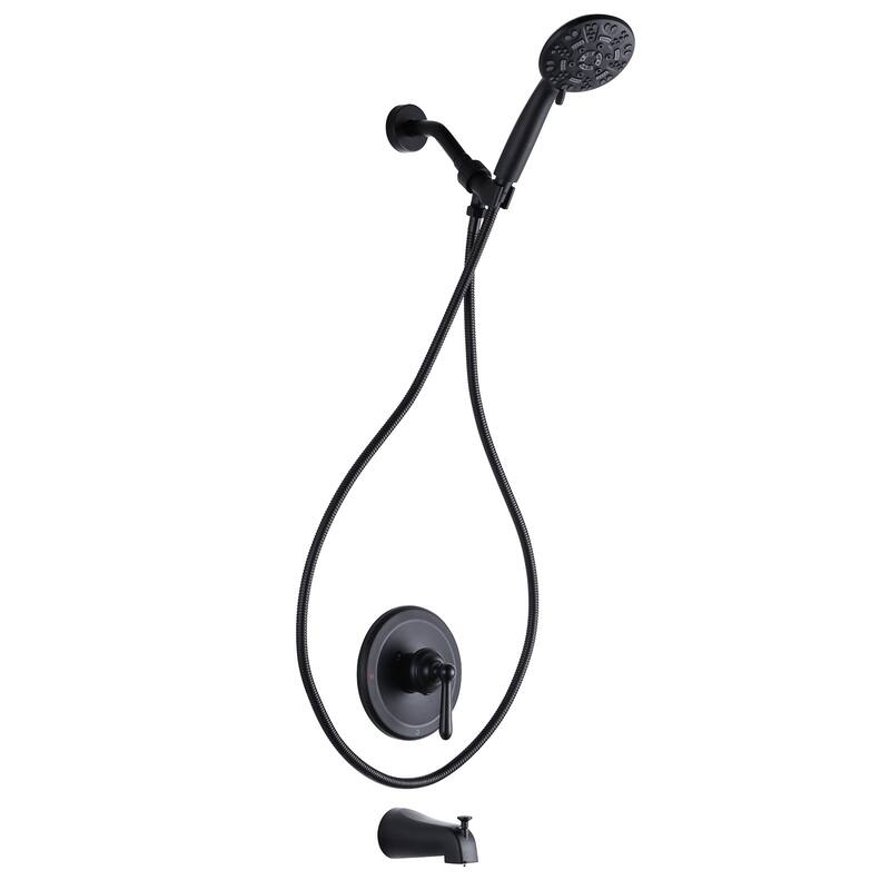 WOWOW Single Handle 7-Spray Tub and Shower Faucet - Matte Black