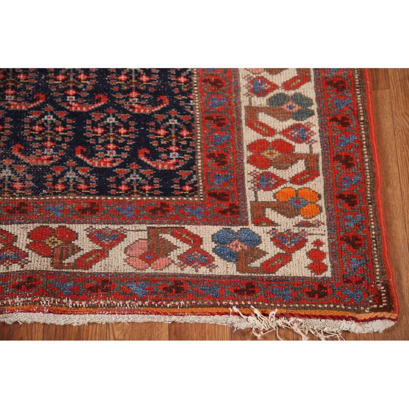 Pre-1900 Antique Malayer Persian Runner Rug Hand-Knotted Wool Carpet - 3'6"x 16'1"