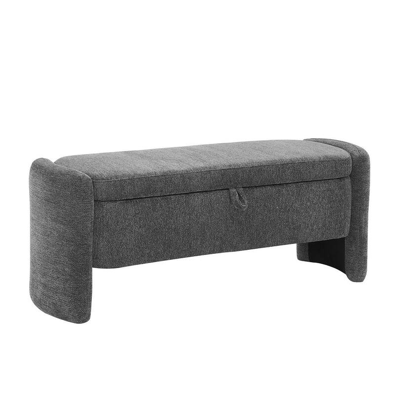 47.24" Chenille Fabric Oval Ottoman Storage Bench