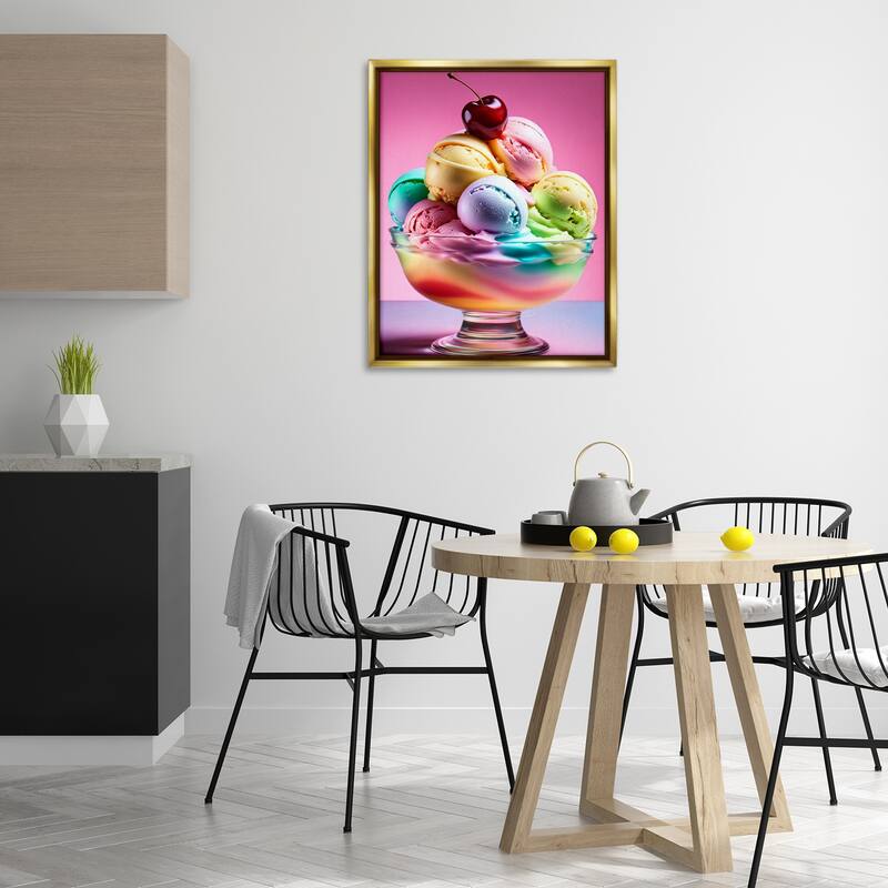 Stupell Rainbow Hued Sundae Dessert Framed Floater Canvas Wall Art Design By Tabz Jones
