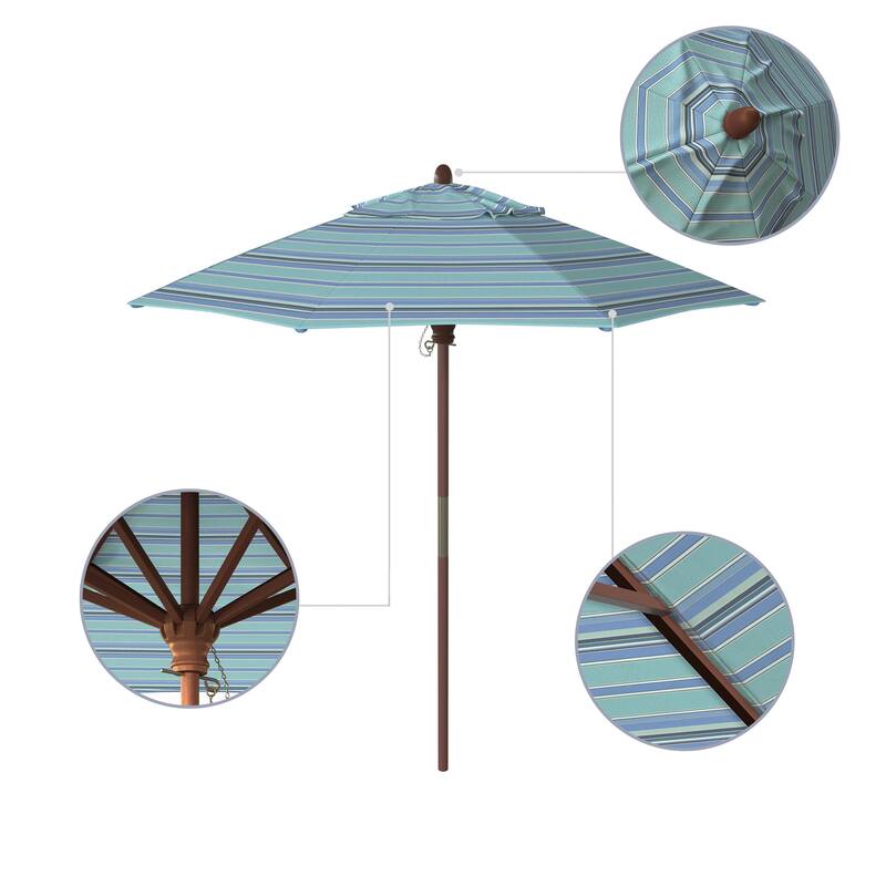 Port Lavaca 7.5ft Round Sunbrella Wooden Patio Umbrella by Havenside Home, Base Not Included