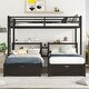 preview thumbnail 3 of 10, Black Full XL over Twin Size Metal Triple Bunk Bed with Drawers, Multi-functional Metal Frame Bed, Bed Head with Shelving