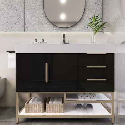 Noble 42" Free Standing Vanity (R Drawer) with Reinforced Acrylic Sink - 42" Width
