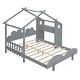preview thumbnail 3 of 16, Full Size Platform Bed with Windmill, Flower Decor & Desk - Creative Design
