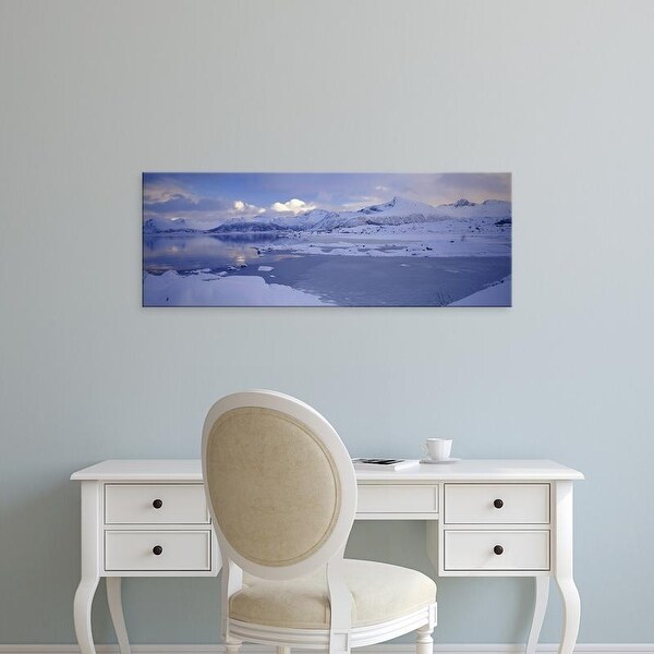 Easy Art Prints Panoramic Images's 'Clouds over mountains, Lofoten, Nordland County, Norway' Premium Canvas Art