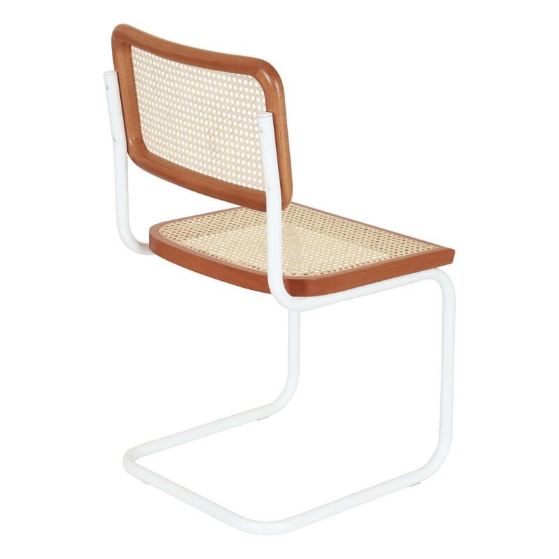Breuer Chair Company Marcel Breuer Cesca Cane Cantilever Side Chair w/ White Steel Frame (Various Wood & Cane Colors)