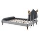 preview thumbnail 39 of 54, Upholstered Bed with Cute Shape Headboard Design Platform Bed for Toddler Kids Boys Girls Children Bed Wood Slat Support Bed