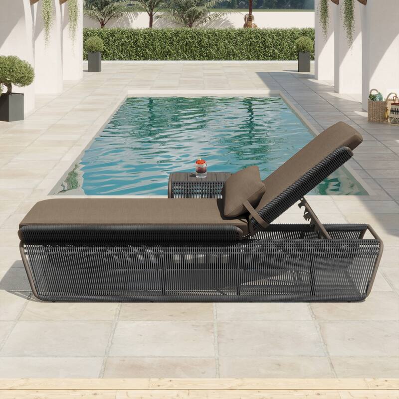Corvus Corral 2-piece Adjustable Outdoor Wicker Chaise Lounge Set with Sunbrella Cushion