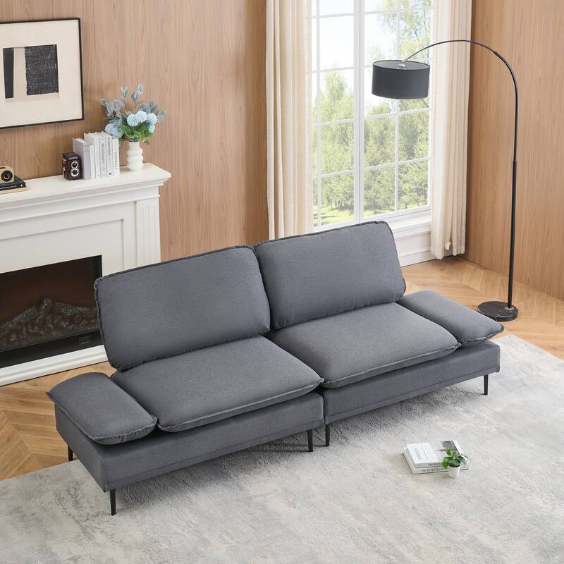89-inch Dark Grey Polyester Blend Sofa for Offices, Apartments and Living Rooms
