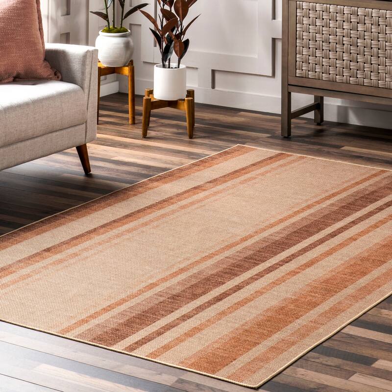 Nuloom Elza SuperiorWash Striped Easy-Jute Machine Washable Area Rug
