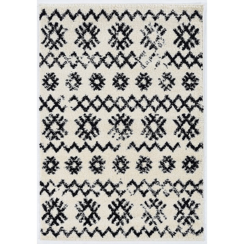 Linon Moroccan Mekenes Rug - 8' x 10' - Ivory/Black