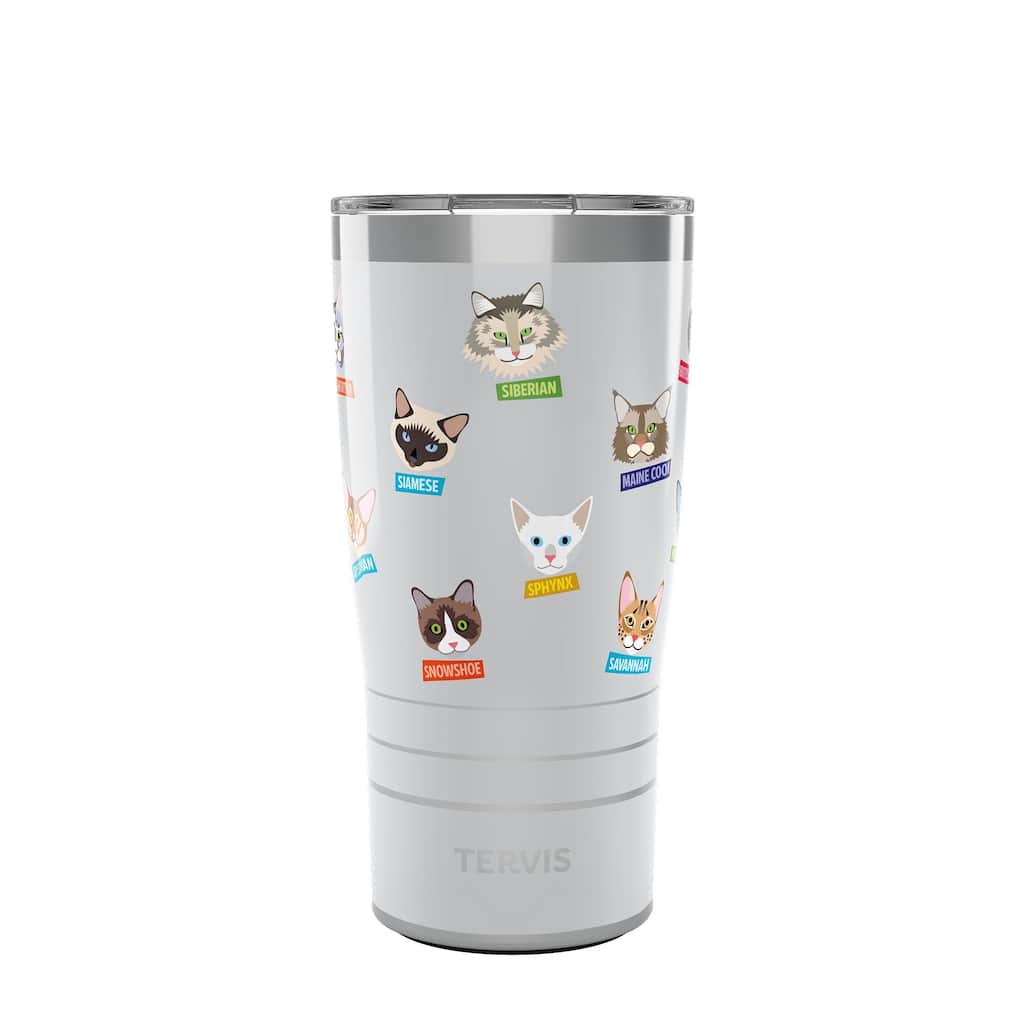 Tervis Traveler Flat Art Cats Triple Walled Insulated Travel Tumbler, Stainless Steel - 20oz