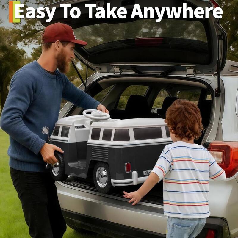 6V Electric Ride on Car, Licensed Volkswagen Ride on Bus for Kids, Pink