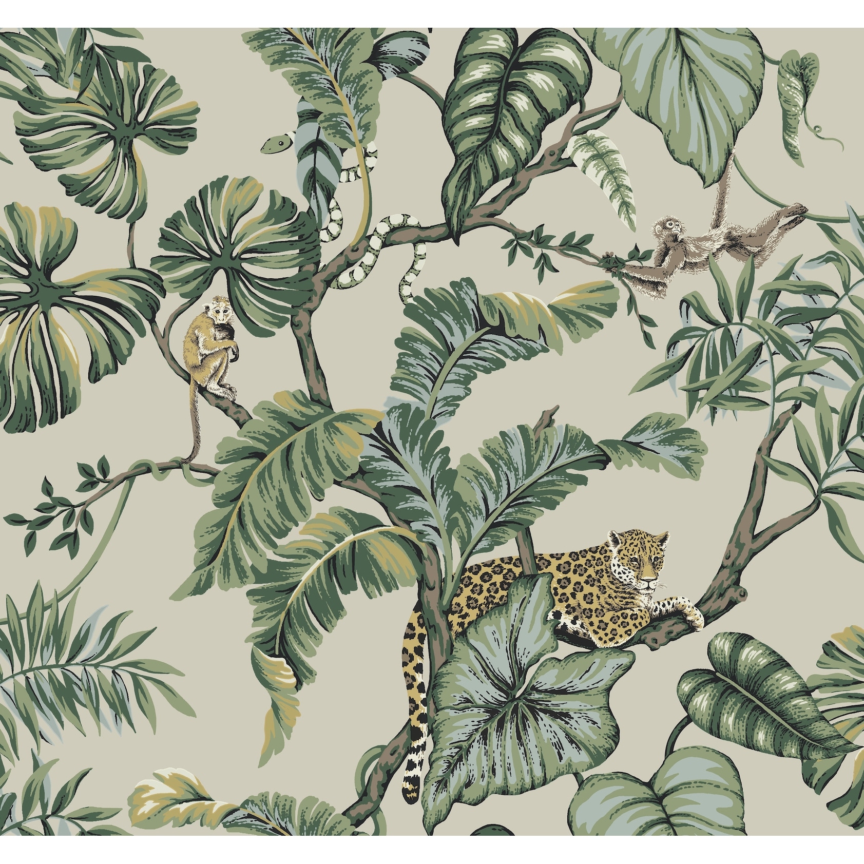 Ronald Redding Jungle Cat Beige Wallpaper