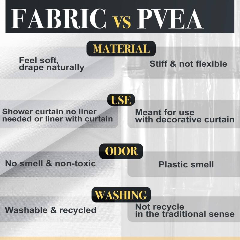 Waterproof Extra Long Fabric Shower Curtain or Liner, White, 72"x84"