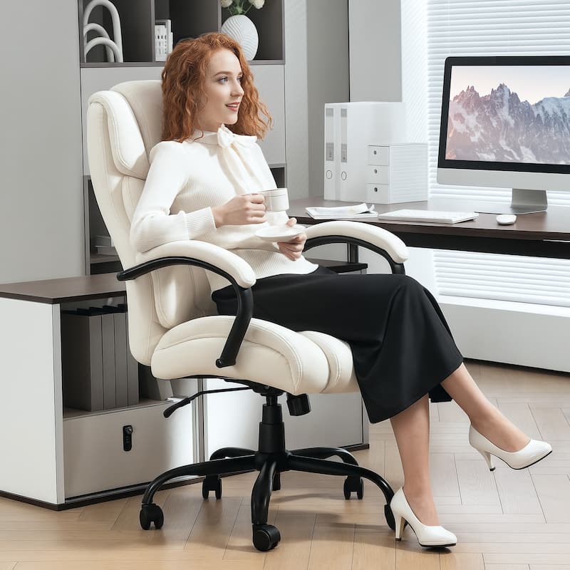 Vinsetto Big and Tall Executive Office Chair High Back Computer Desk Chair Ergonomic Swivel Chair with Linen Fabric