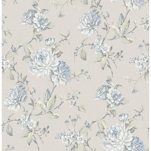 Brewster 2734-003417 Mandir Floral Trail Rose Unpasted Wallpaper - 56 - Gray