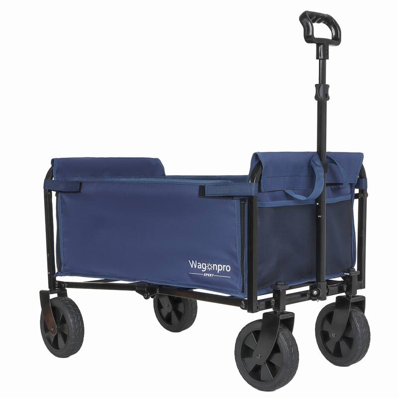 All-in-One Convertible Folding 4-Wheel Trolley with Bench Seat and Dog Leash - Heavy Duty Foldable Utility Trolley for Camping