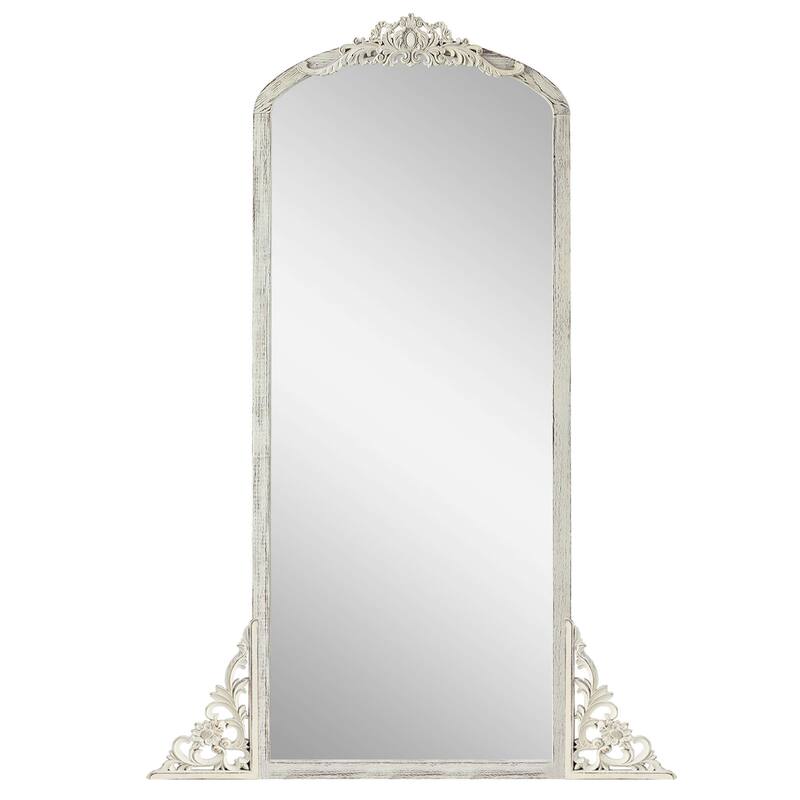 HomeRoots 67" White Solid Wood Framed Full Length Mirror - 27.51 in. x 66.81 in. x 1.57 in.