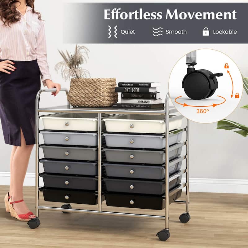 Costway 12 Drawers Rolling Cart Storage Scrapbook Paper Studio - See Details