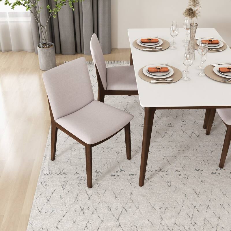 GDFStudio - Laura Mid-Century Modern Solid Wood Dining Chair Set with Upholstered Fabric, Set of 2 - 20"