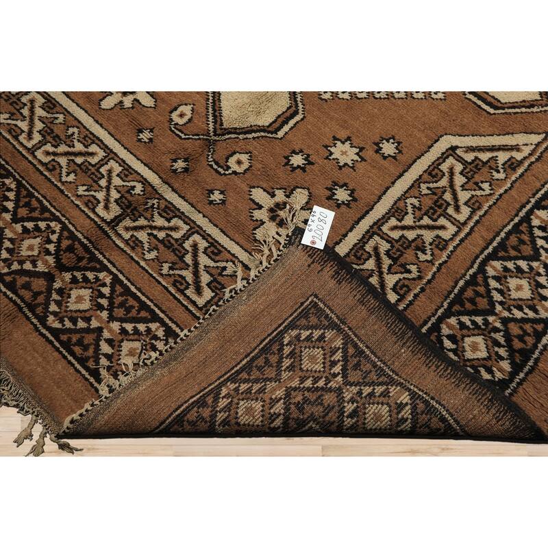 6'9''x9'6'' Hand Knotted Wool Mocha Traditional Vintage Area Rug - 6' 9'' x 9' 6''