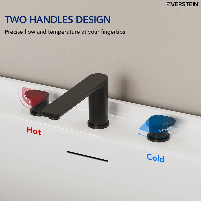 Modern Deck-Mount 2-Handle 360° Rotatable Bathtub Faucet Widespread 3 Hole Tub Filler